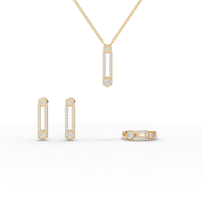 Hexagon Bar Drop Lab Diamond Jewelry Set