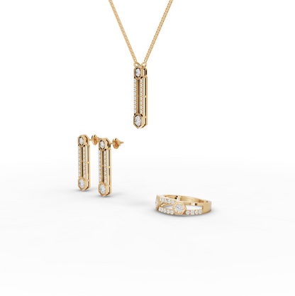 Hexagon Bar Drop Lab Diamond Jewelry Set