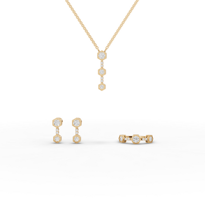 Hexagon Geometric Drop Lab Diamond Jewelry Set