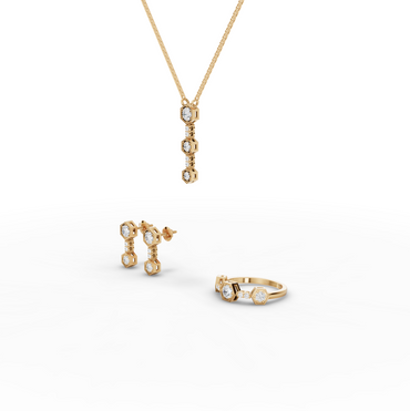 Hexagon Geometric Drop Lab Diamond Jewelry Set