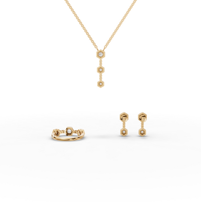 Hexagon Geometric Drop Lab Diamond Jewelry Set