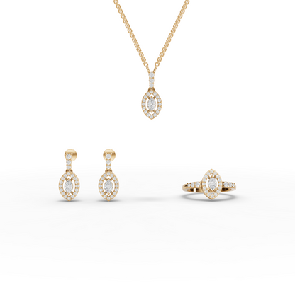 Marquise Halo Lab Diamond Statement Jewelry Set