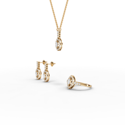 Marquise Halo Lab Diamond Statement Jewelry Set