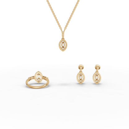 Marquise Halo Lab Diamond Statement Jewelry Set
