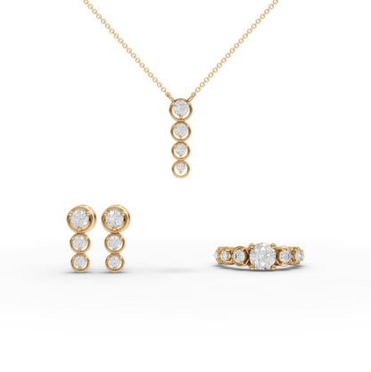 Round Bezel Drop Lab Diamond Jewelry Set