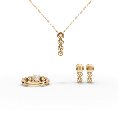 Round Bezel Drop Lab Diamond Jewelry Set