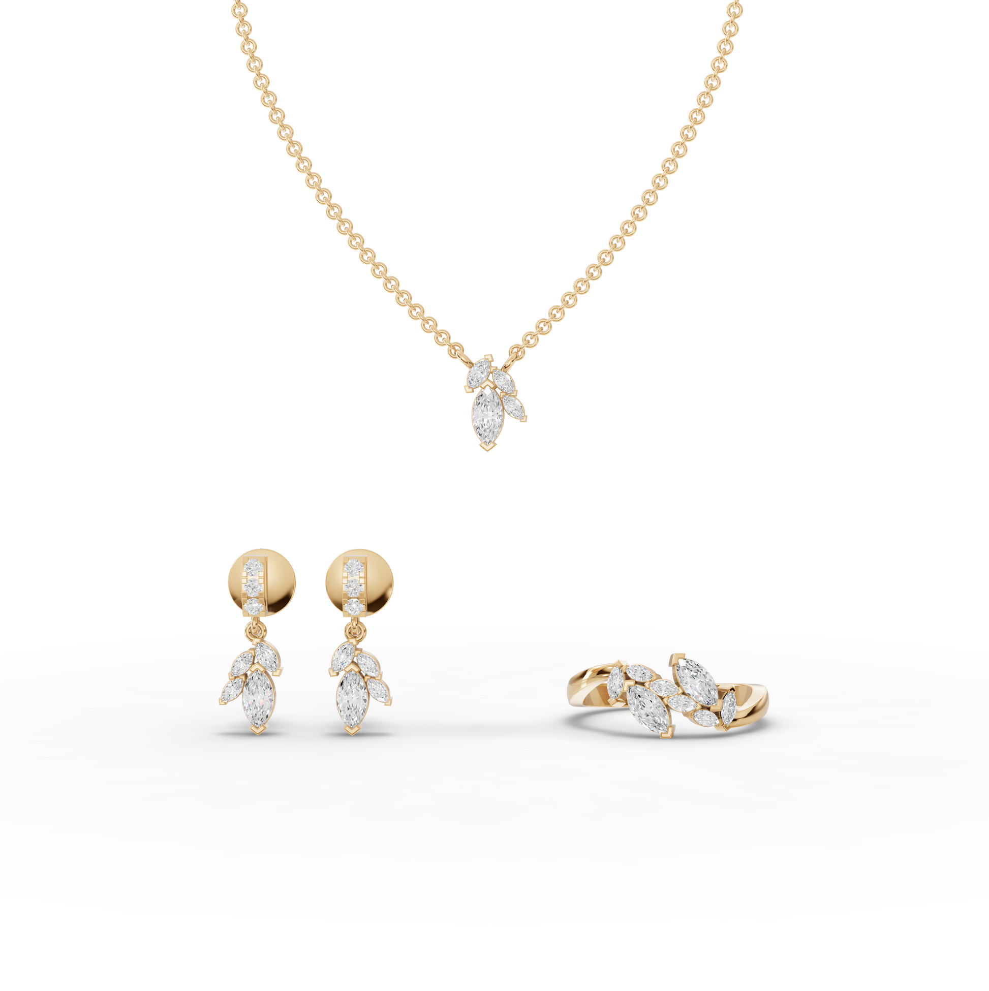 Marquise Cluster Lab Diamond Jewelry Set