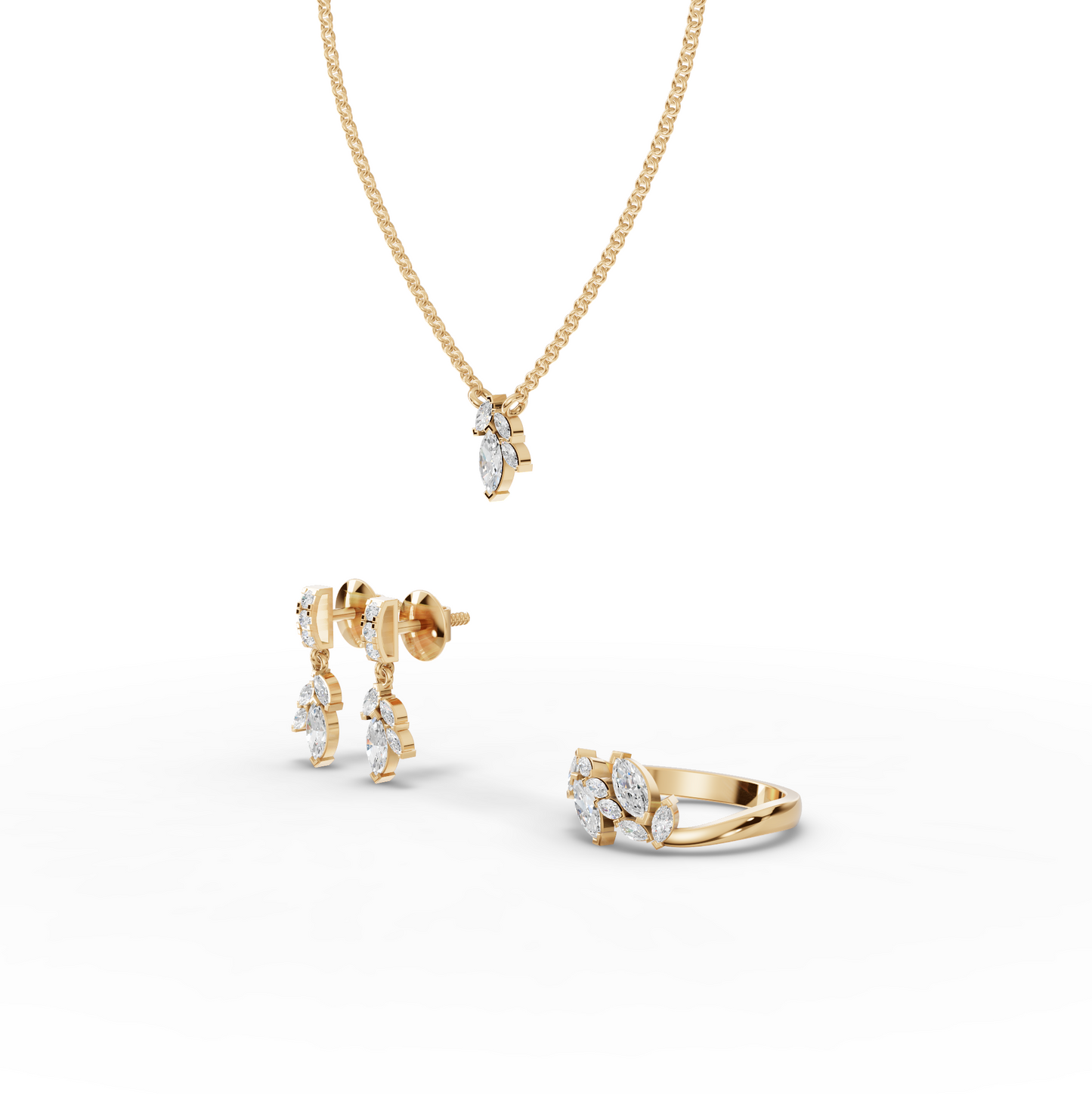 Marquise Cluster Lab Diamond Jewelry Set