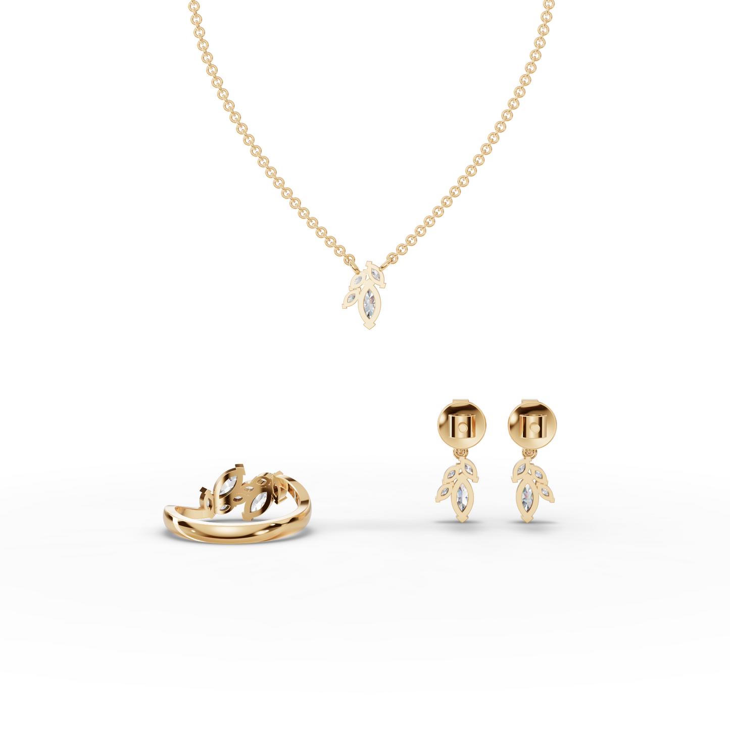 Marquise Cluster Lab Diamond Jewelry Set