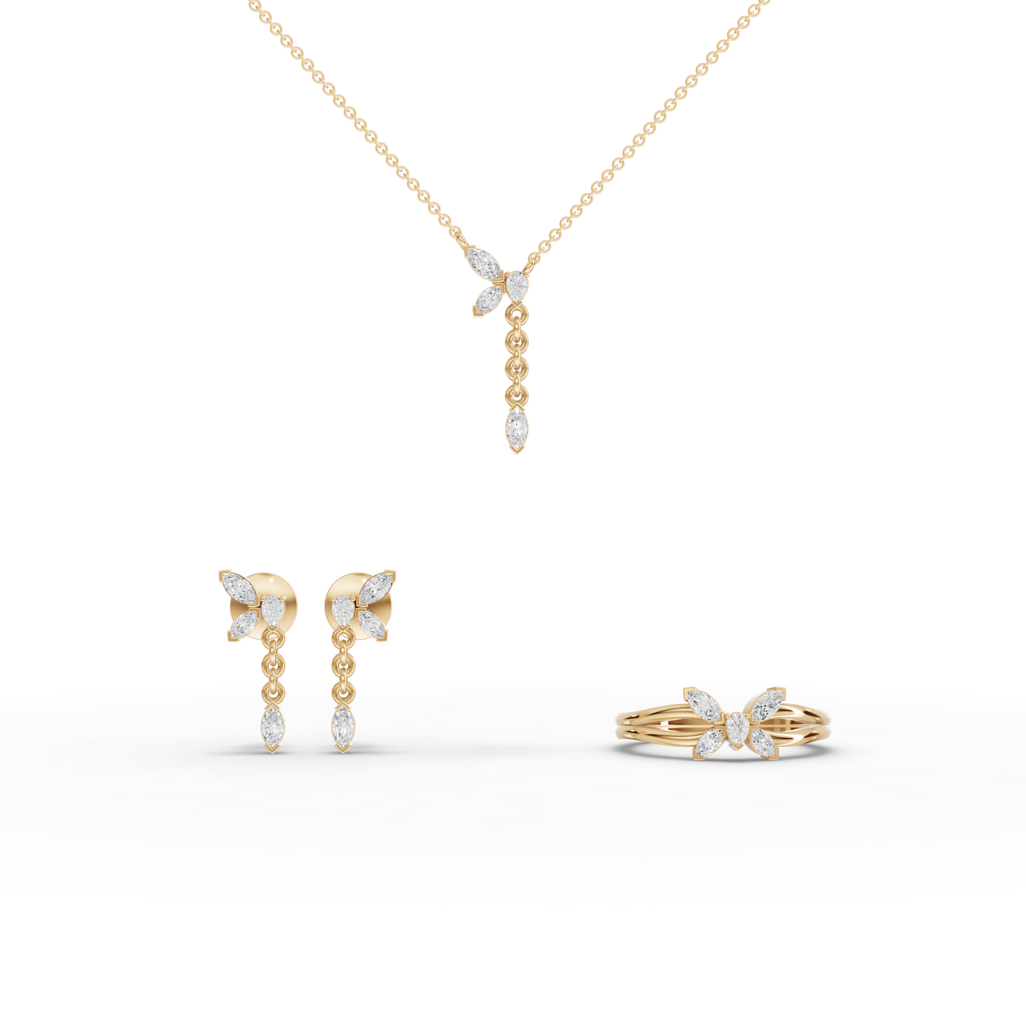 Marquise Butterfly Lab Diamond Jewelry Set