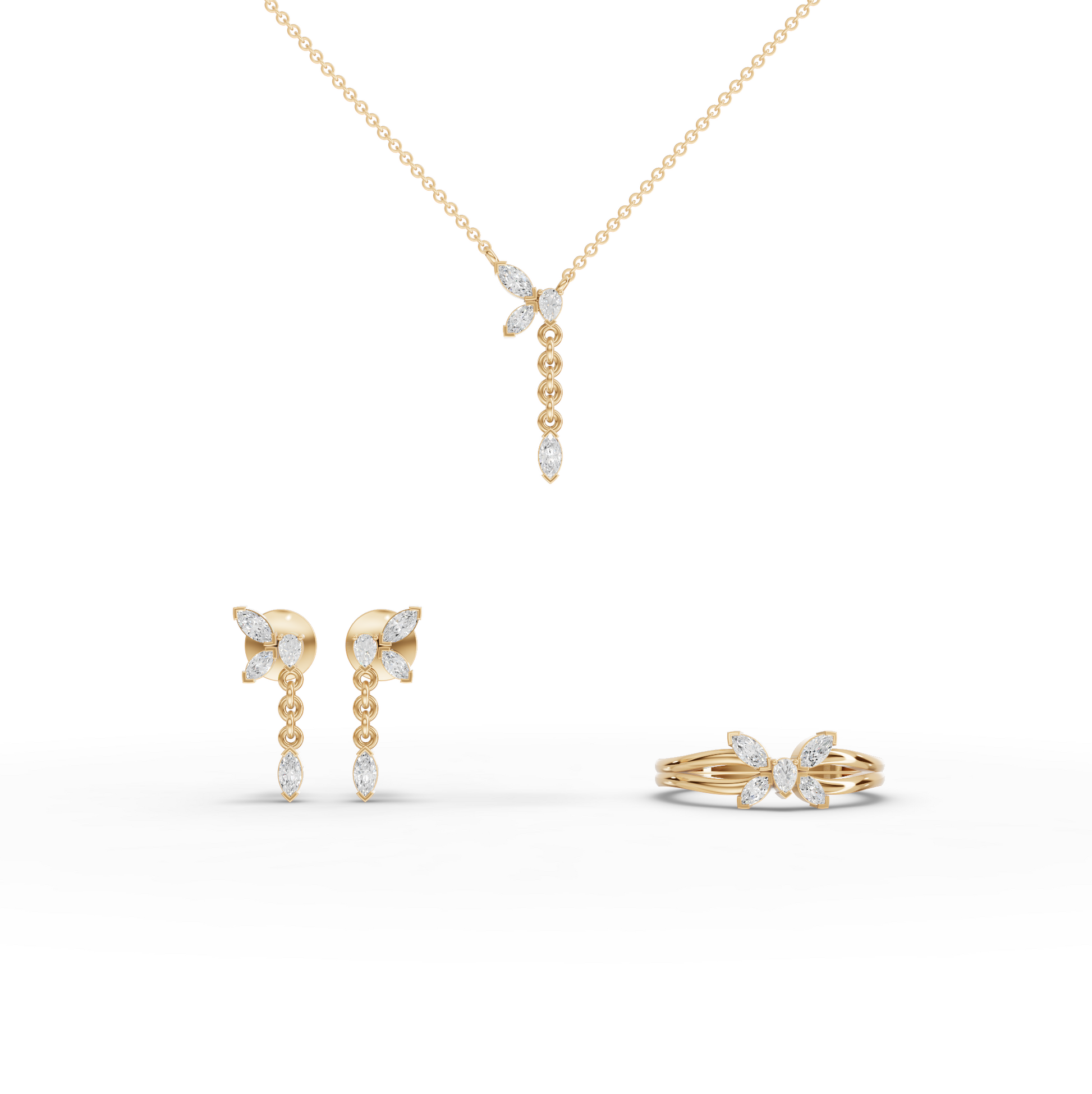 Marquise Butterfly Lab Diamond Jewelry Set