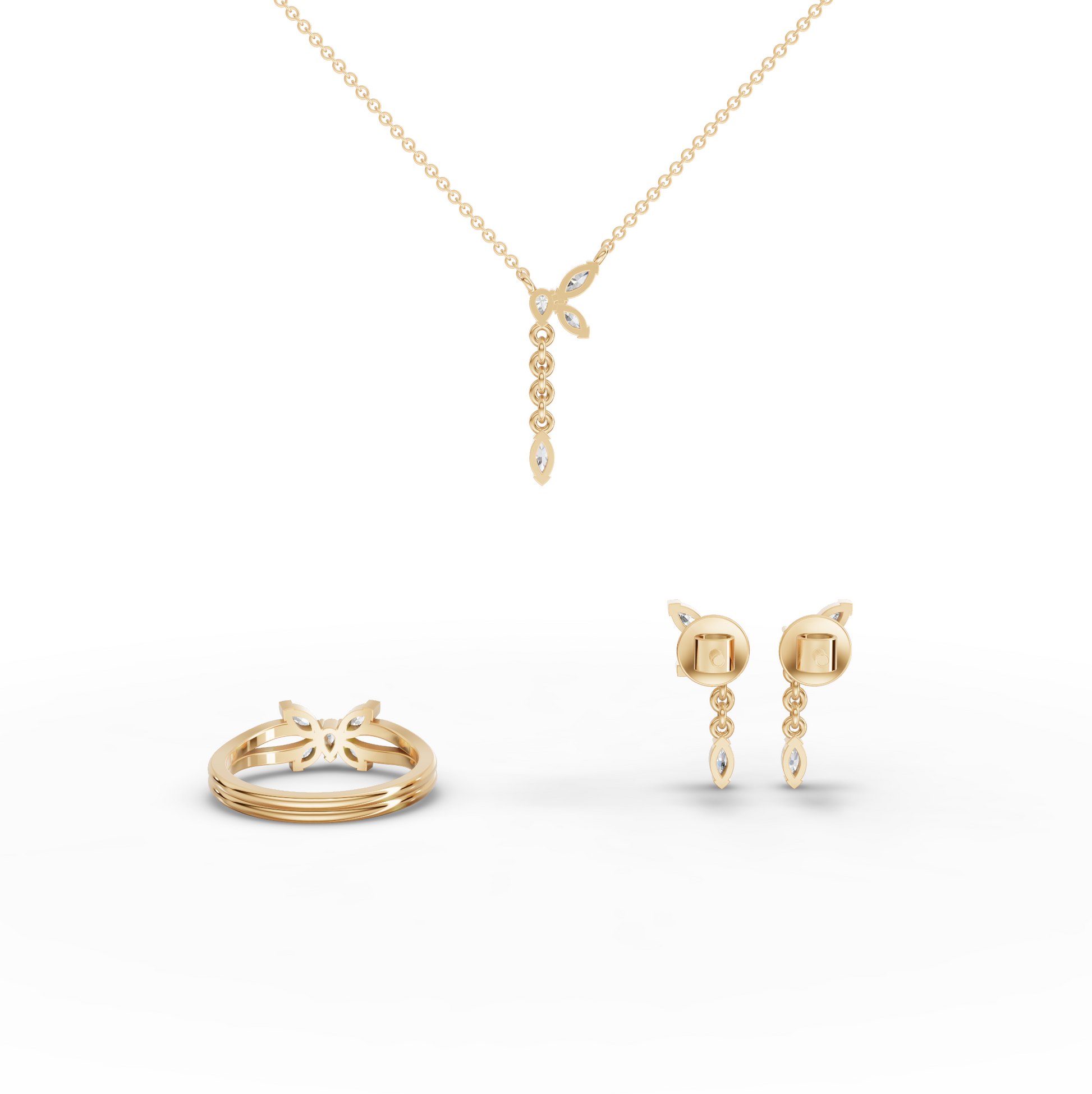 Marquise Butterfly Lab Diamond Jewelry Set