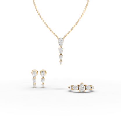 Pear-Shaped Modern Lab Diamond Statement Jewelry Set