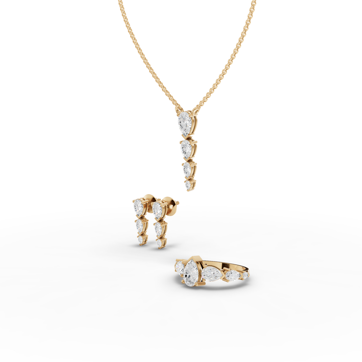 Pear-Shaped Modern Lab Diamond Statement Jewelry Set