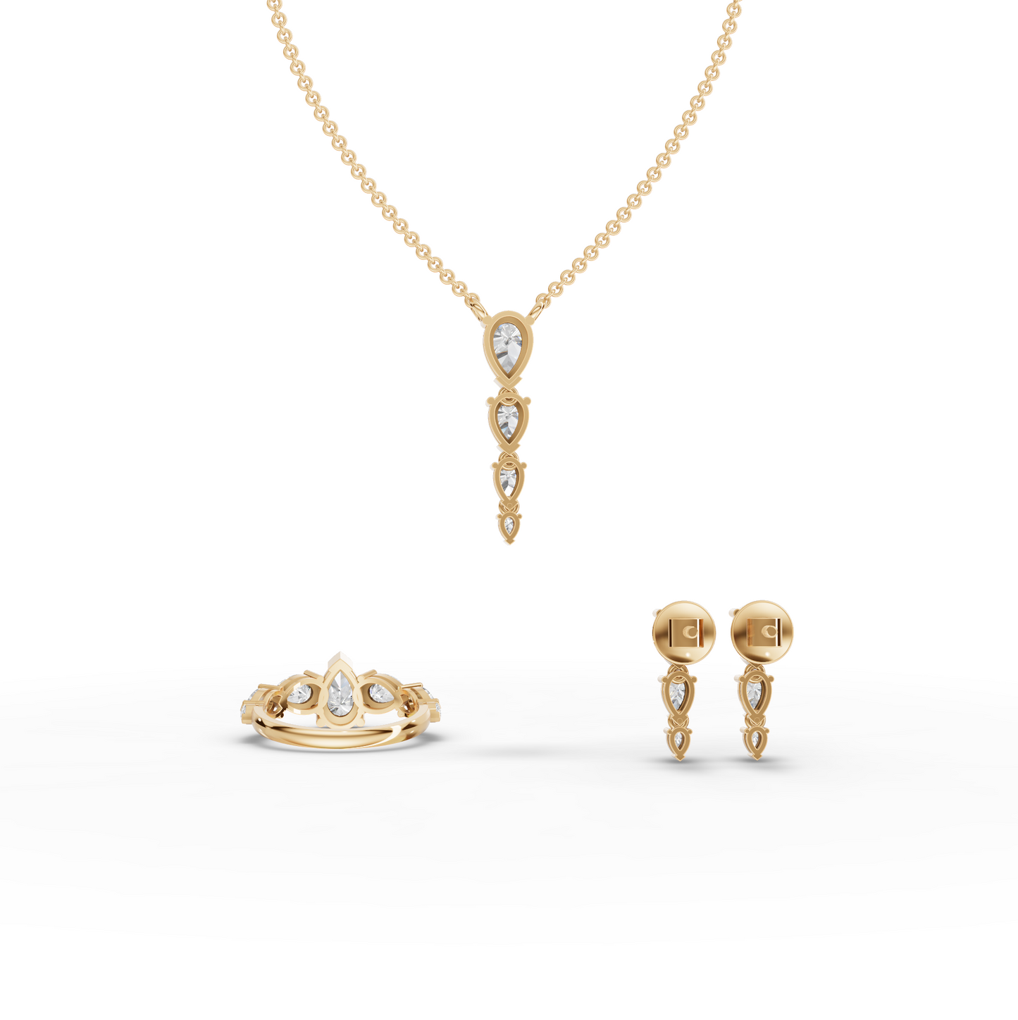 Pear-Shaped Modern Lab Diamond Statement Jewelry Set