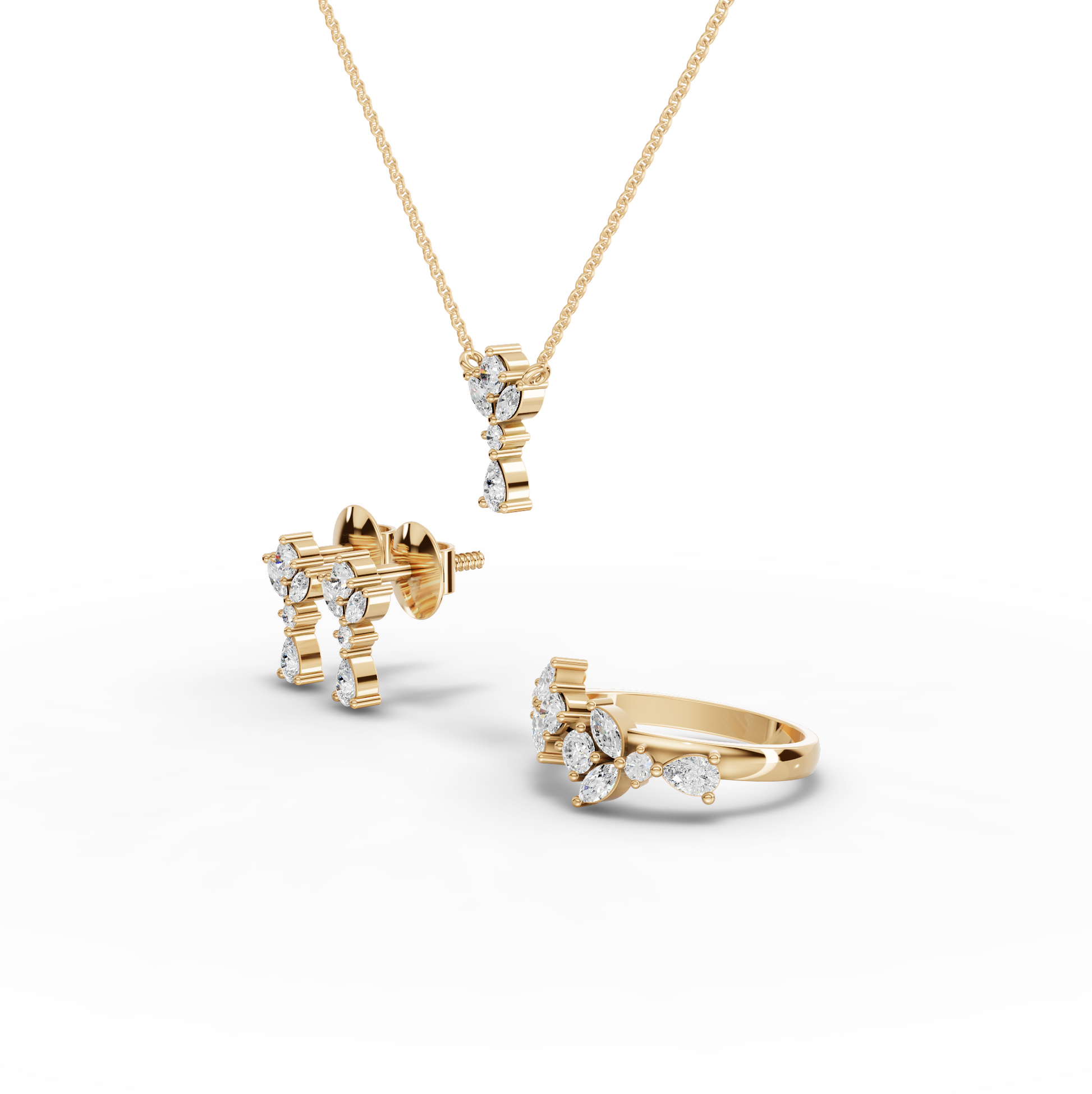 Marquise & Pear Floral Lab Diamond Jewelry Set
