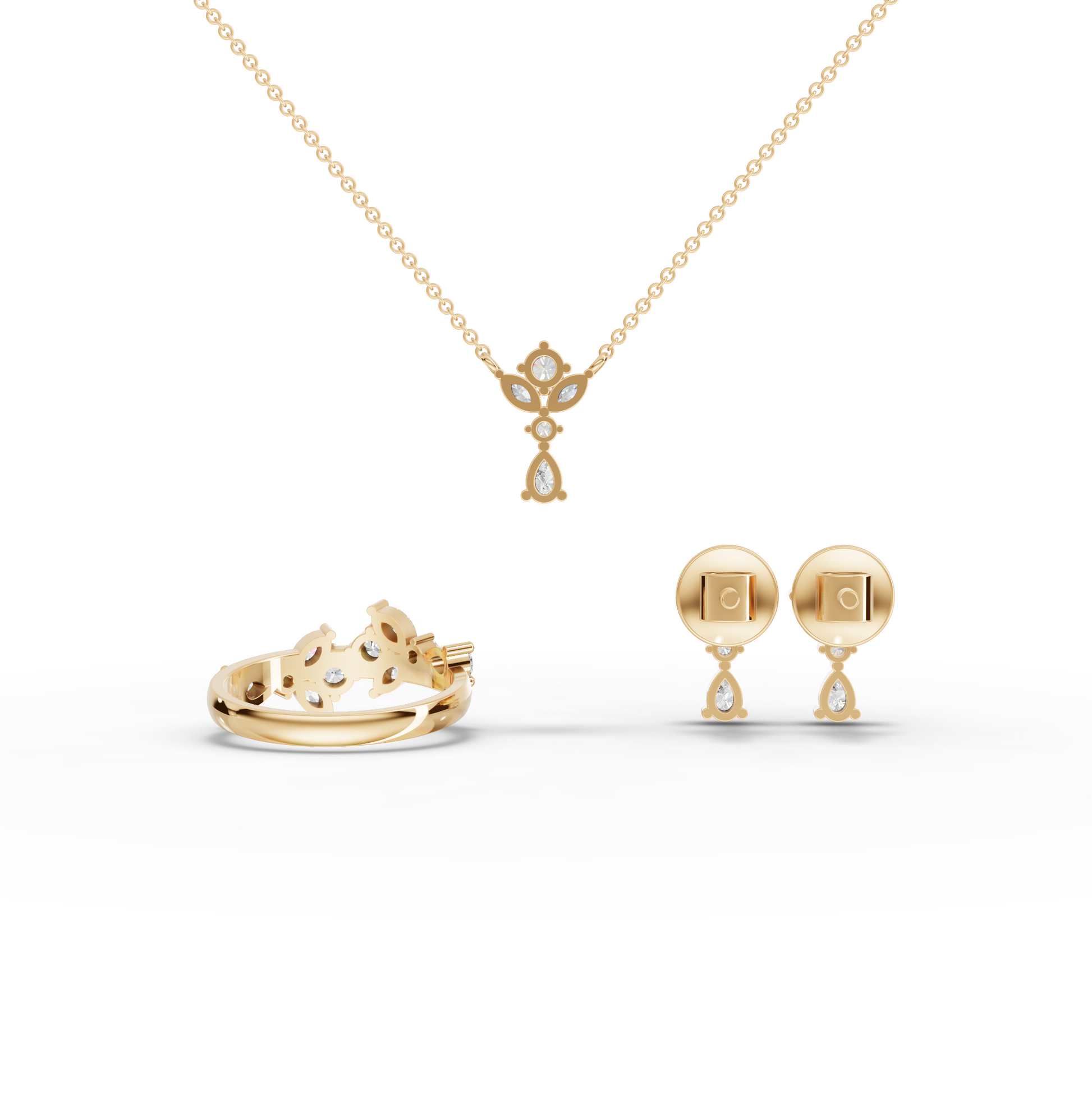 Marquise & Pear Floral Lab Diamond Jewelry Set
