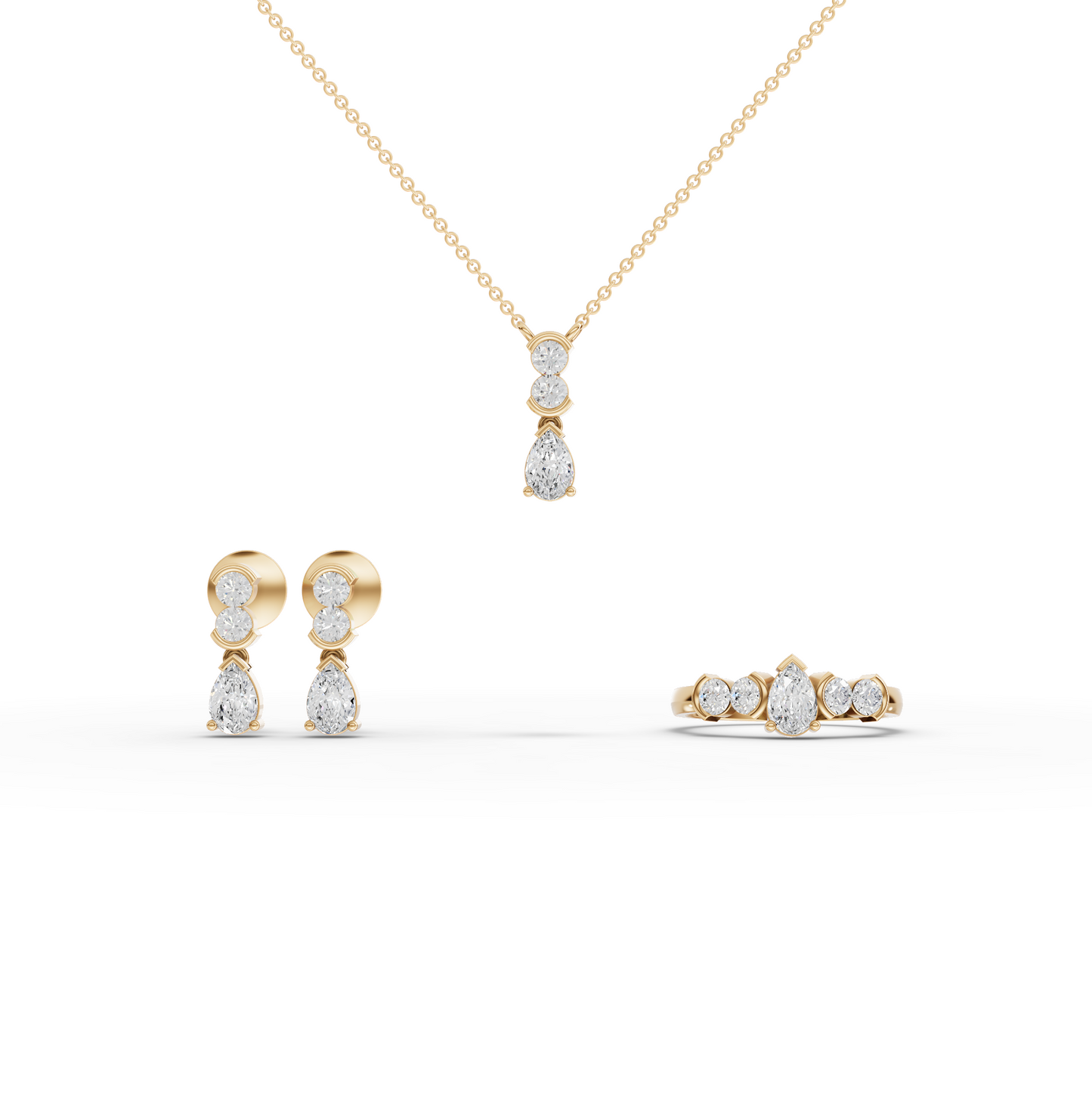 Pear & Round Lab Diamond Statement Jewelry Set