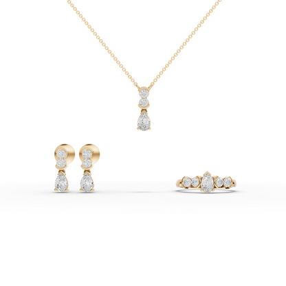 Pear & Round Lab Diamond Statement Jewelry Set