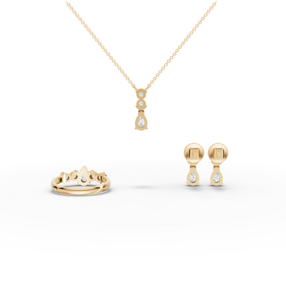 Pear & Round Lab Diamond Statement Jewelry Set