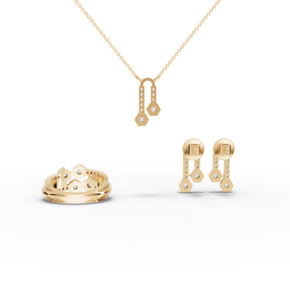 Hexagon Geometric Lab Diamond Jewelry Set