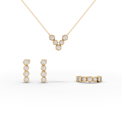 Hexagon Round Cluster Lab Diamond Pendant Necklace