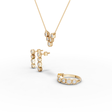 Hexagon Round Cluster Lab Diamond Pendant Necklace