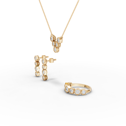 Hexagon Round Cluster Lab Diamond Pendant Necklace