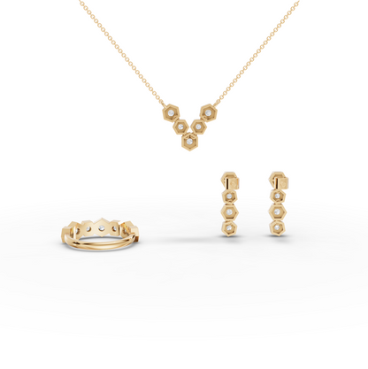 Hexagon Round Cluster Lab Diamond Pendant Necklace