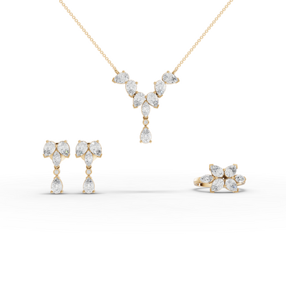 Marquise & Pear Cascade Lab Diamond Jewelry Set