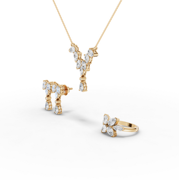 Marquise & Pear Cascade Lab Diamond Jewelry Set