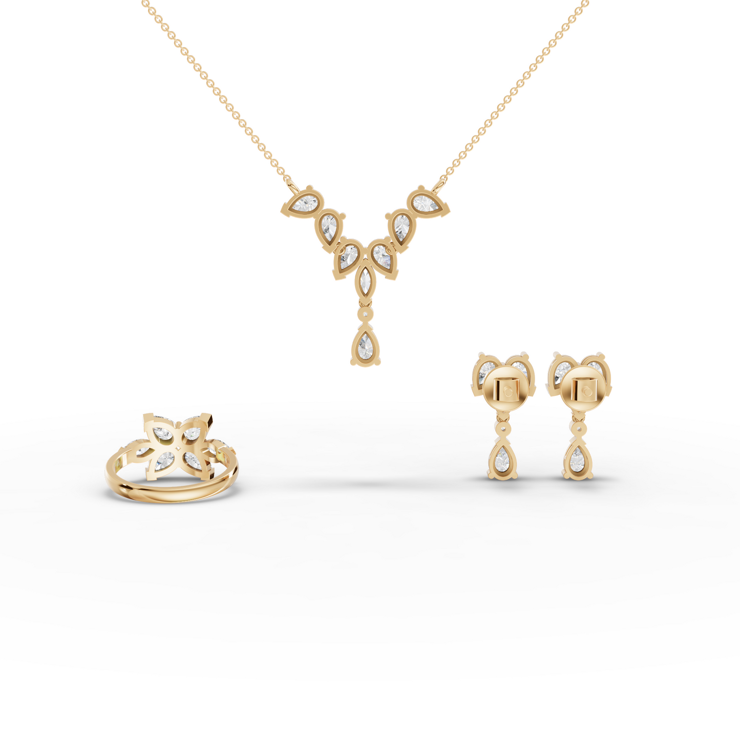Marquise & Pear Cascade Lab Diamond Jewelry Set