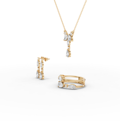 Marquise & Pear Drop Lab Diamond Jewelry Set with Y Necklace