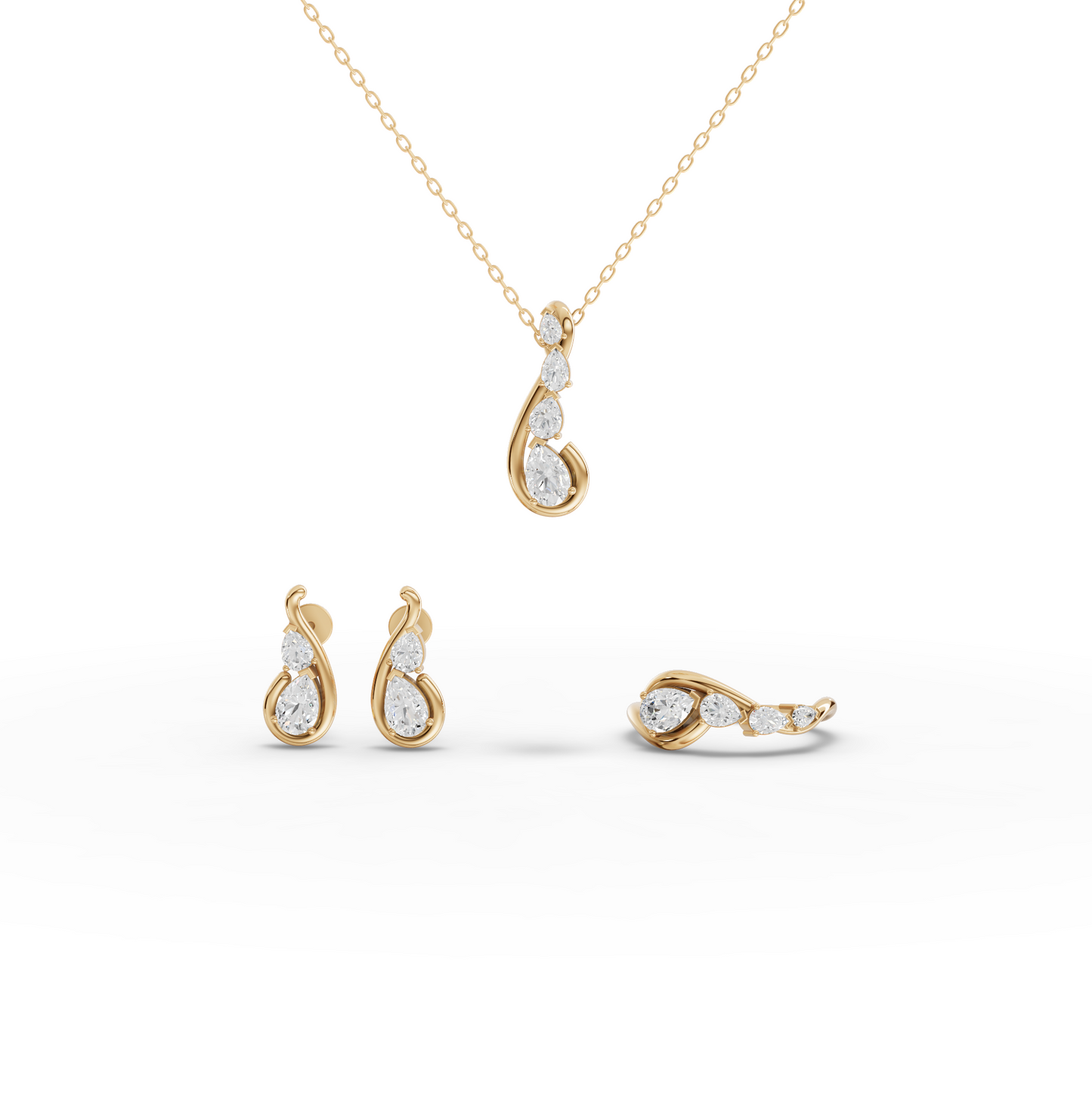 Pear Swirl Lab Grown Diamond Jewelry Set