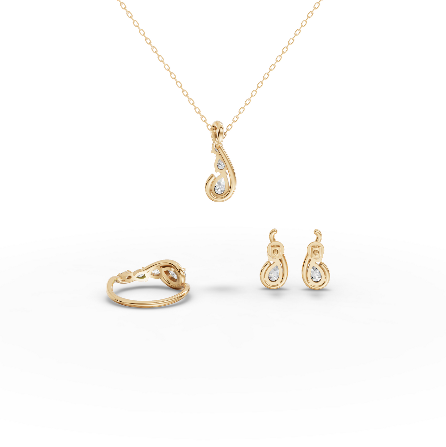 Pear Swirl Lab Grown Diamond Jewelry Set