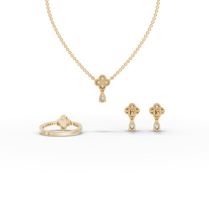Floral Cluster Round Lab Grown Diamond Jewelry Set