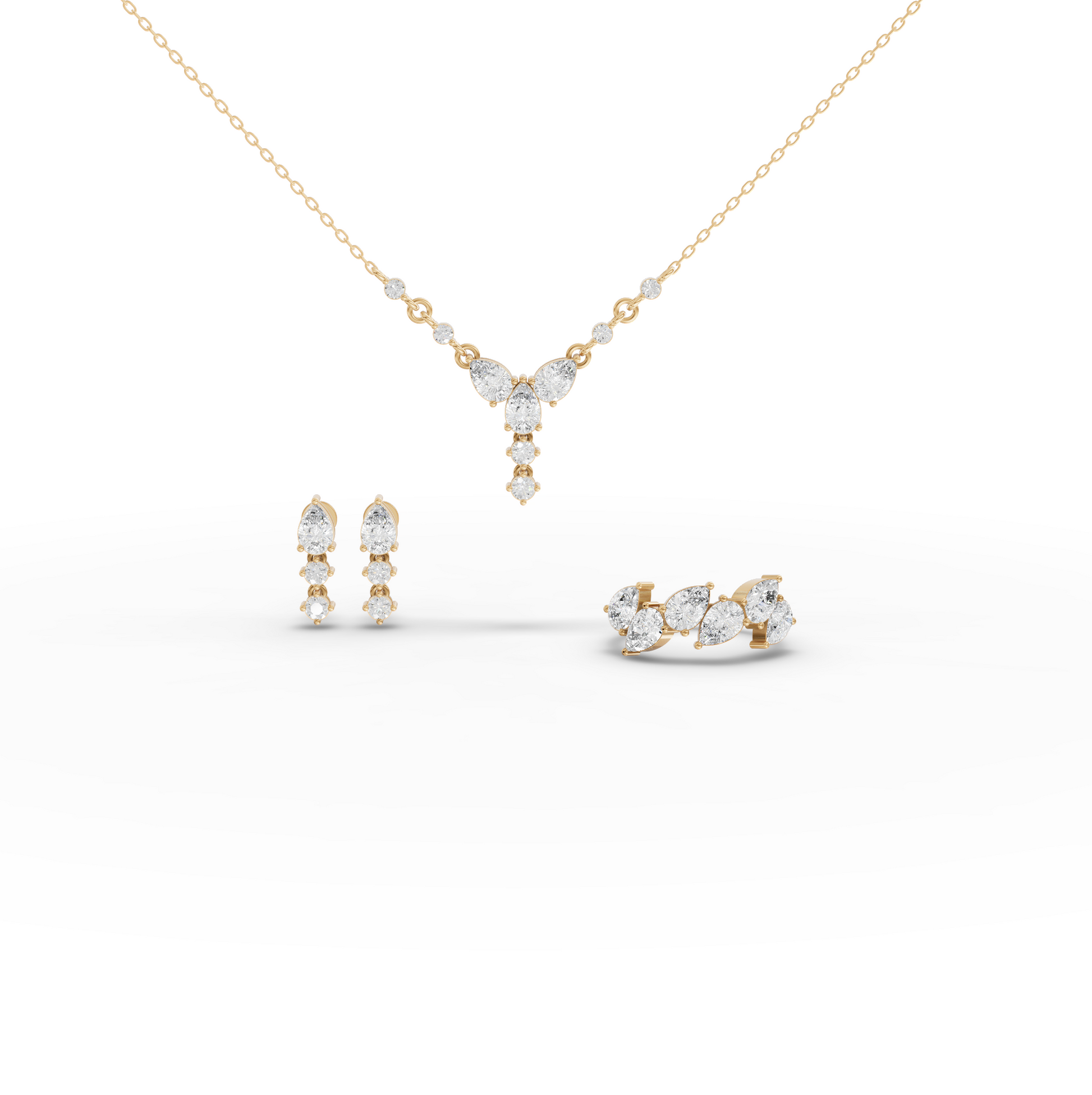 Floral Drop Lab Grown Diamond Jewelry Set
