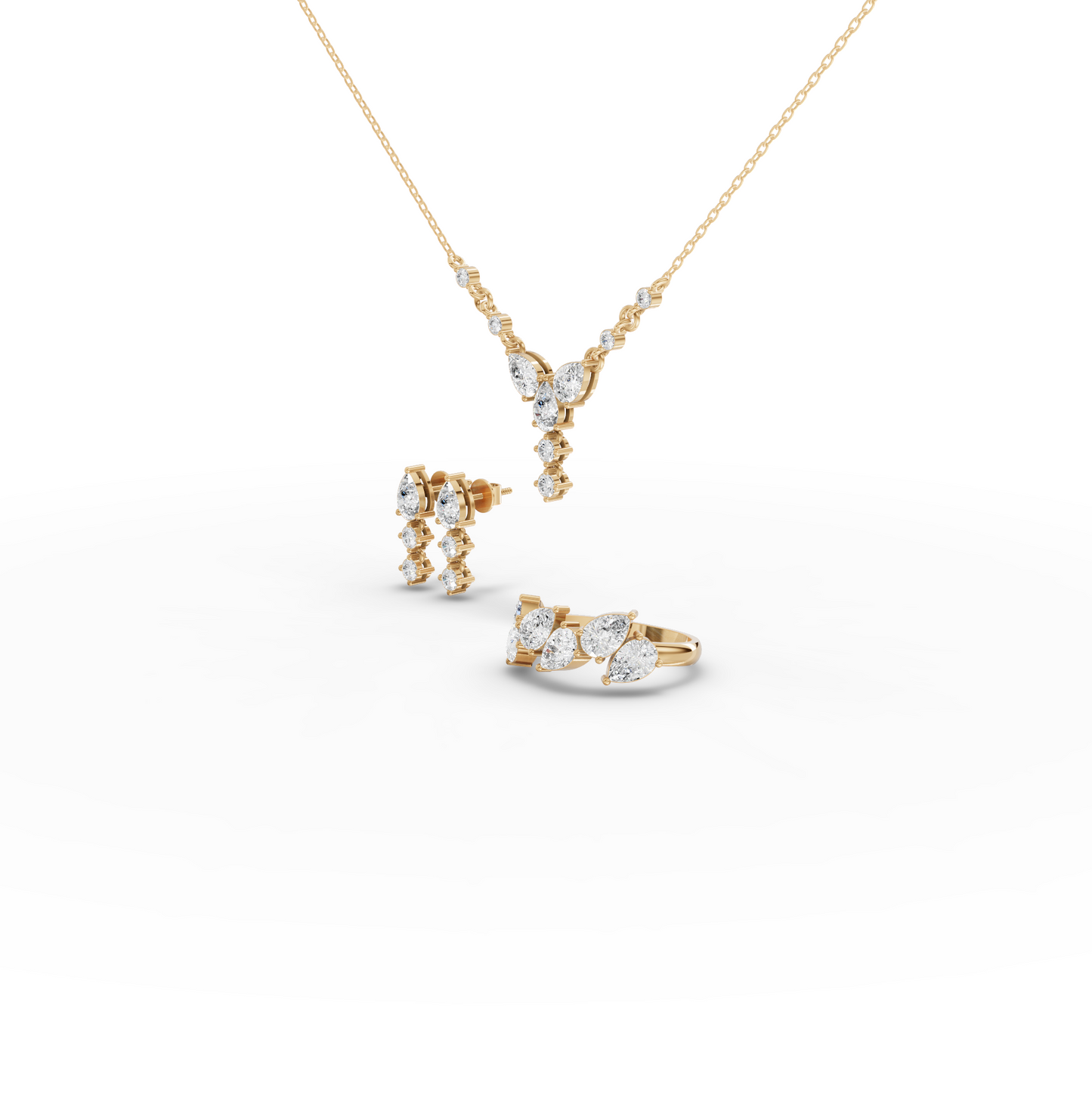 Floral Drop Lab Grown Diamond Jewelry Set