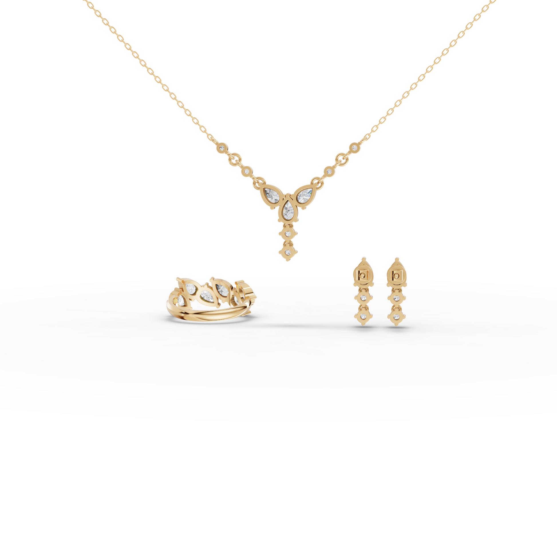 Floral Drop Lab Grown Diamond Jewelry Set