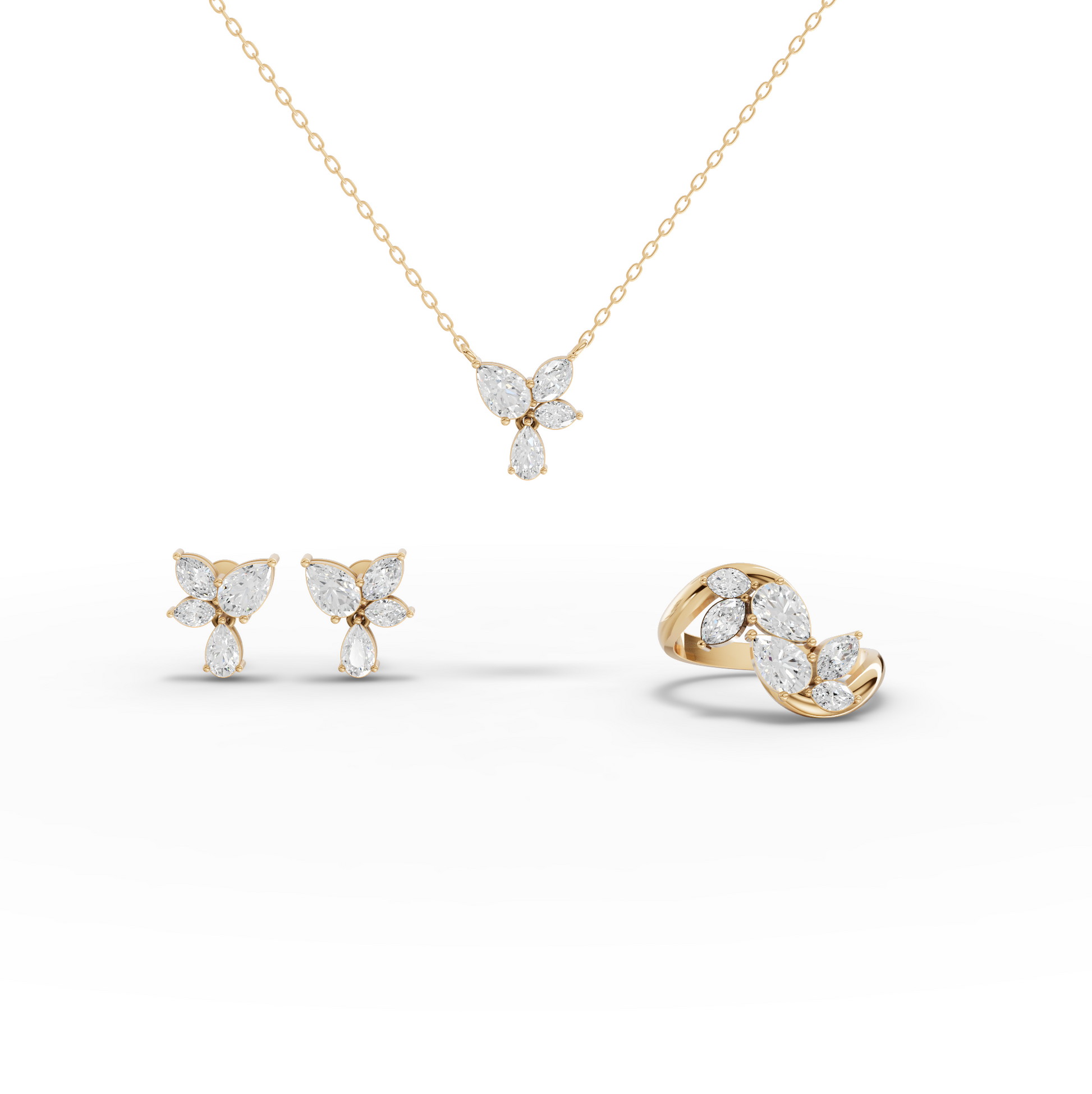 Butterfly Floral Lab Grown Diamond Jewelry Set