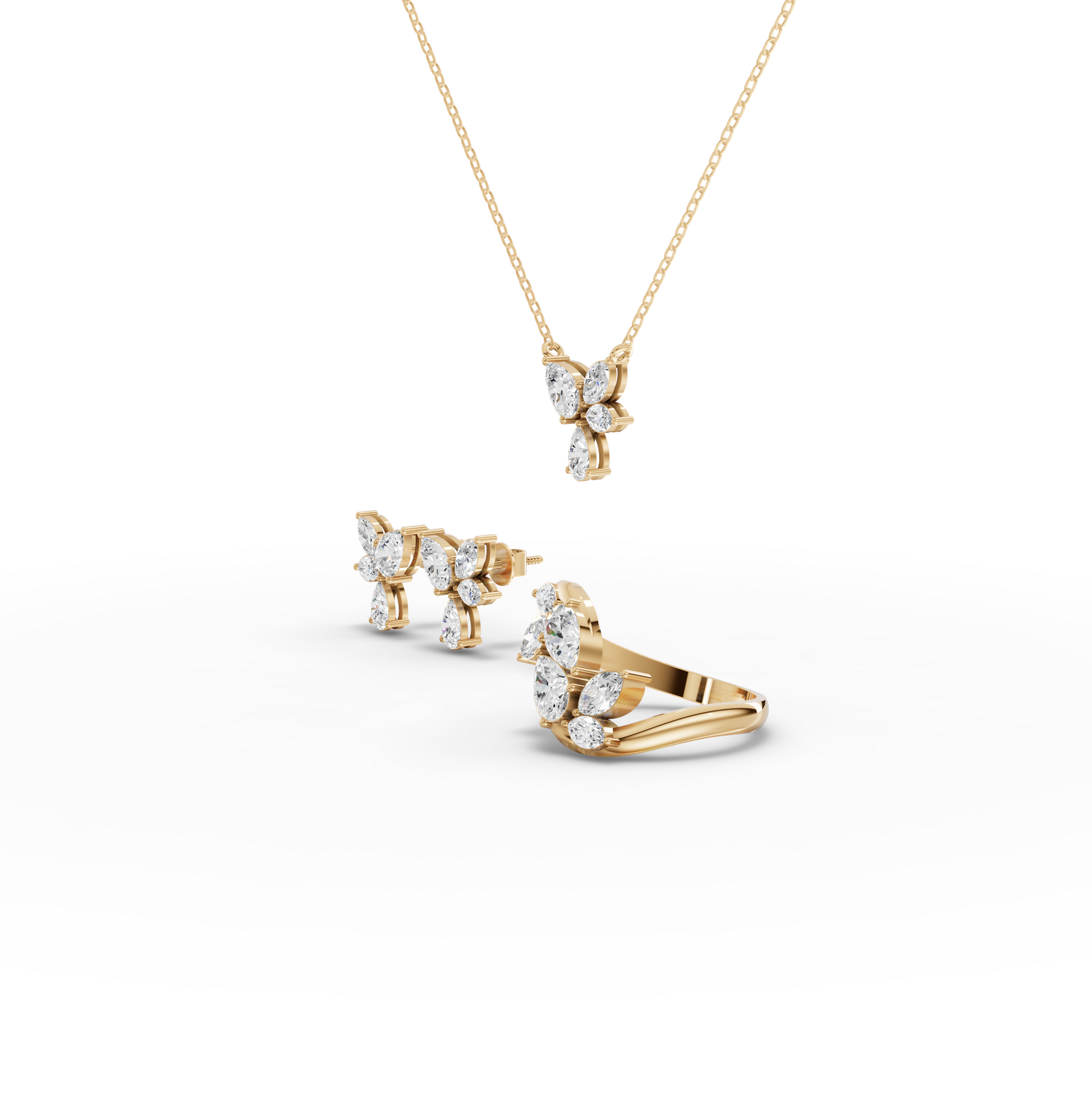 Butterfly Floral Lab Grown Diamond Jewelry Set