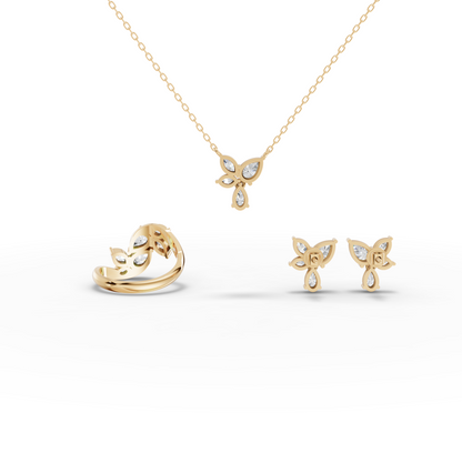 Butterfly Floral Lab Grown Diamond Jewelry Set