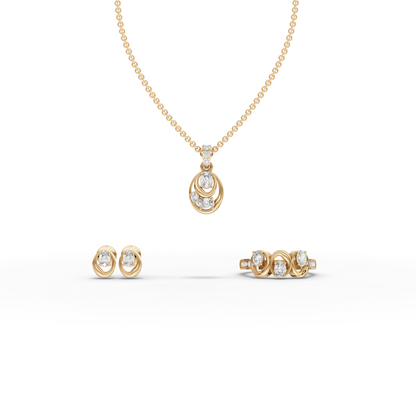 Modern Oval Swirl Lab Diamond Jewelry Set