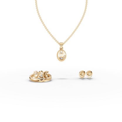 Modern Oval Swirl Lab Diamond Jewelry Set