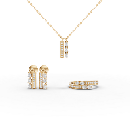 Pear & Vertical Bar Lab Diamond Jewelry Set