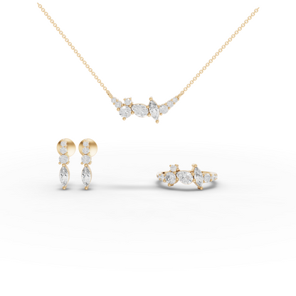Multi Shape Cluster Lab Diamond Jewelry Set