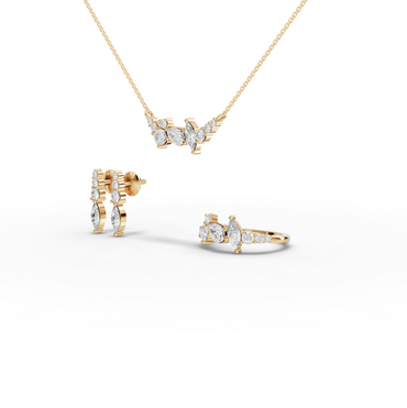Multi Shape Cluster Lab Diamond Jewelry Set