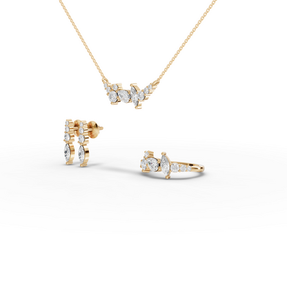 Multi Shape Cluster Lab Diamond Jewelry Set