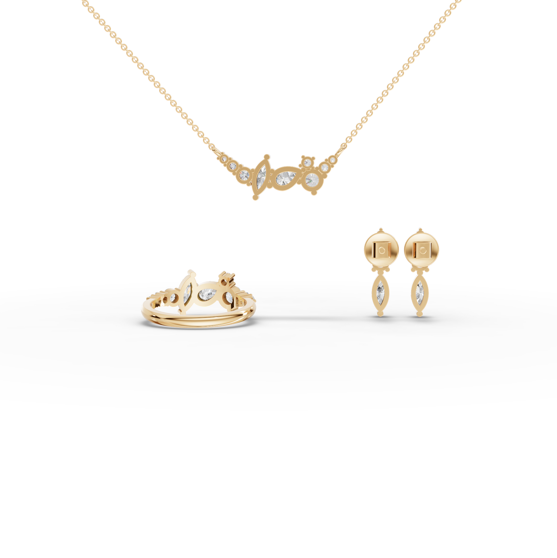 Multi Shape Cluster Lab Diamond Jewelry Set