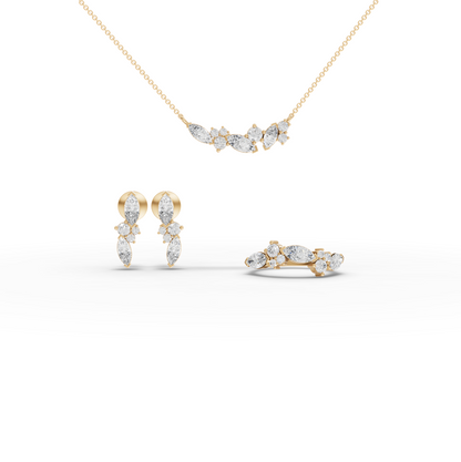 Multi Shape Cluster Lab Diamond Jewelry Set
